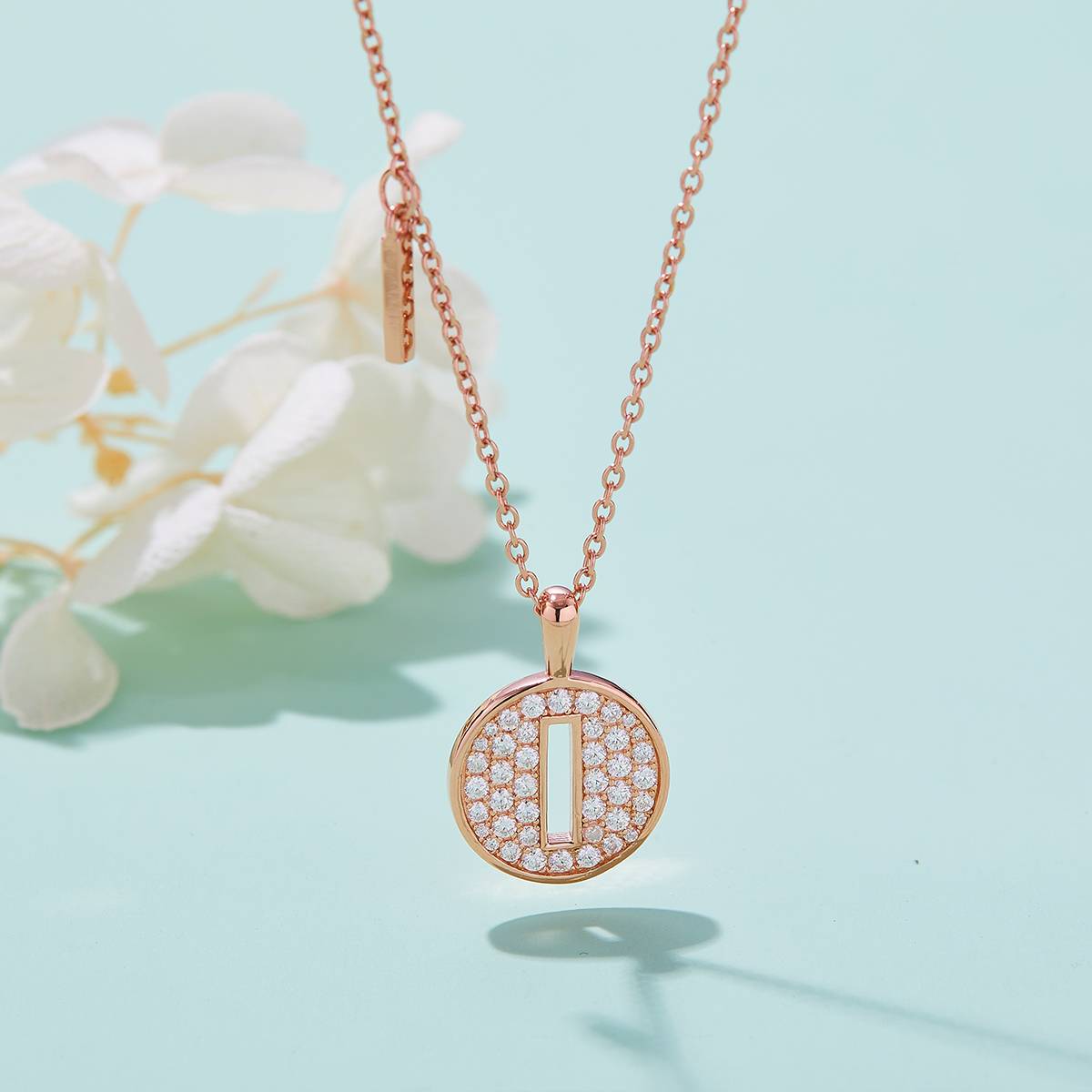 I pendant S925 silver plated rose gold Moissanite light luxury letter necklace